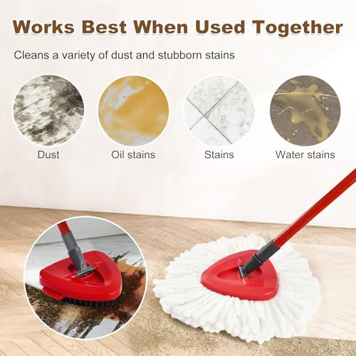 7 Pack Mop Heads Replacements for O Cedar EasyWring 1 Tank,Spin MOp Replace Heads for OCedar,Includes 4 Microfiber Mops Refills,2 Upgrade Scrubber Brushes and 1 Base for Deep Cleaning Machine Washable - size: for Ocedar 1 Tank