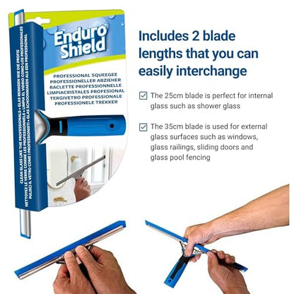 Professional Squeegee - Premium Quality Silicone Rubber Blades with Ergonomic Handle for Streak-Free Cleaning - Perfect for Windows, Shower Doors, and Railings - size: Single: Professional Squeegee