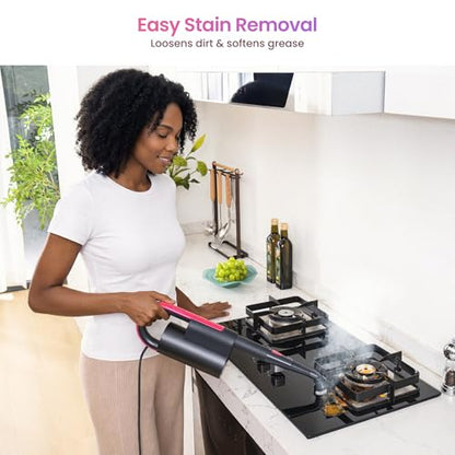 Schenley 19-in-1 Steam Mop Dual-Rod Design with Detachable Handheld Steamer for Walls, Grouts, Hard Floors, Tiles, includes Multi-purpose Accessories, Washable Microfiber Pads and Disposable Pads - size: Standard