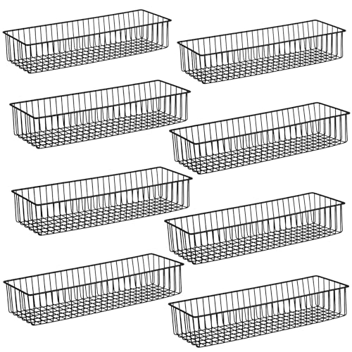 Farmhouse Décor Metal Wire Organizer Storage Basket Bin(8 Pack)-Toilet Paper Storage-Organization and Storage for Bedroom, Bathroom, Kitchen Cabinets, Pantry, Laundry Room, Garage (Black) - size: 8PC Standard Basket Black