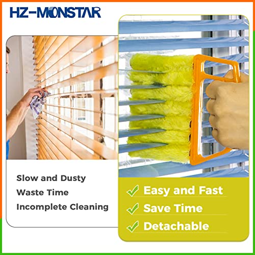 3Pcs Blind Cleaner Duster Tool, 7-Finger Dusting Tool for Window Venetian, Washable Mini Brush, Air Conditioner Handheld Mini Duster Brush for Wood Blinds Dust Dirt