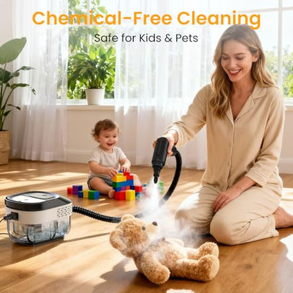 Pressurized Steam Cleaner 1.6L, 3-Level Adjustable Steamer for Cleaning, 10s Heat-Up, 2500W Handheld Steam Cleaner for Home, Car, Kitchen, Floor, Multi-Surface Cleaning Machine, 19pcs Accessories