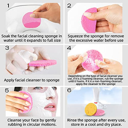50-Count Compressed Facial Sponges|Kickleen 100% Natural Cellulose Cosmetic Spa Sponges for Daily Facial Cleansing|Makeup and Mask Removal|Exfoliating|Skin Massage|Pore Exfoliation (50 Count (Pink)) - color: 50 Count (Pink)