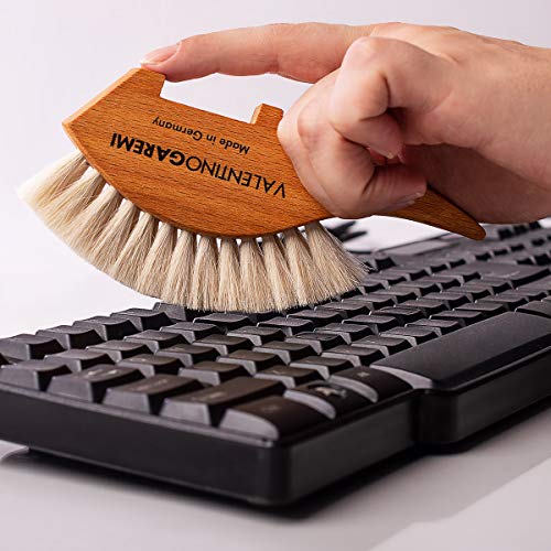 Goat Hair Dust Brush – Anti-Static Keyboard & Screen Cleaning Brush – Natural Beechwood Hedgehog Design – Office Desk & Electronics Cleaner – Made in Germany