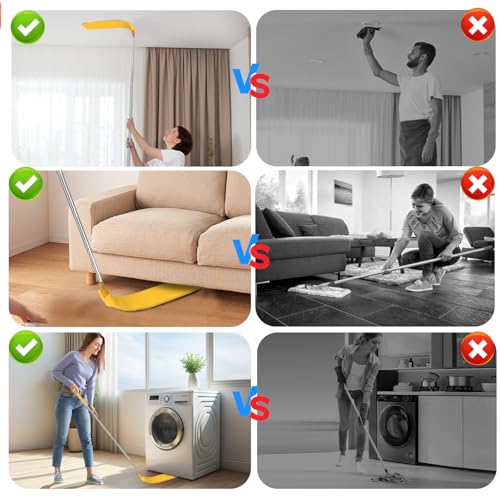 Retractable Gap Dust Cleaner Brush with Long Handle 30 to 100 inches, Cleaning Tools with 2 Microfiber Dusting Cloths, Extendable Duster for Cleaning Under Refrigerator Sofa Couch Bed Furniture