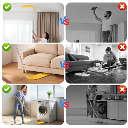 Retractable Gap Dust Cleaner Brush with Long Handle 30 to 100 inches, Cleaning Tools with 2 Microfiber Dusting Cloths, Extendable Duster for Cleaning Under Refrigerator Sofa Couch Bed Furniture