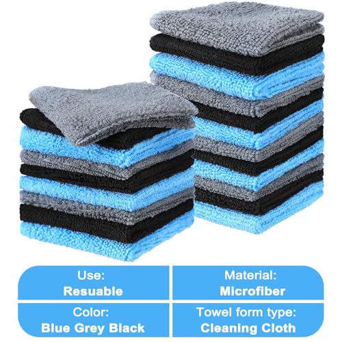Tanlade Cleaning Cloth Dry Erase Cloth Cleaning Rags Reasonable Kitchen Towels Microfiber Towels Cars Wash(6 x 6 Inch,Blue/Gray/Black,50 Pcs) - color: Blue/Gray/Black, size: 6 x 6 Inch