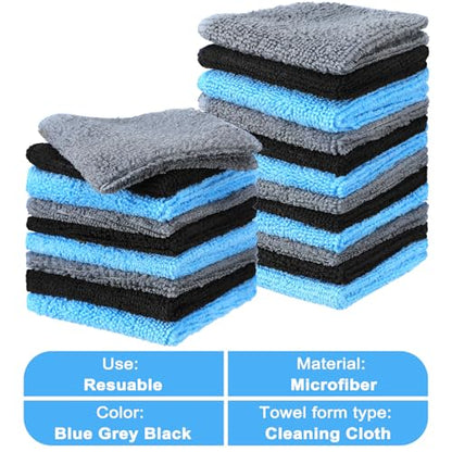 Tanlade Cleaning Cloth Dry Erase Cloth Cleaning Rags Reasonable Kitchen Towels Microfiber Towels Cars Wash(6 x 6 Inch,Blue/Gray/Black,50 Pcs) - color: Blue/Gray/Black, size: 6 x 6 Inch