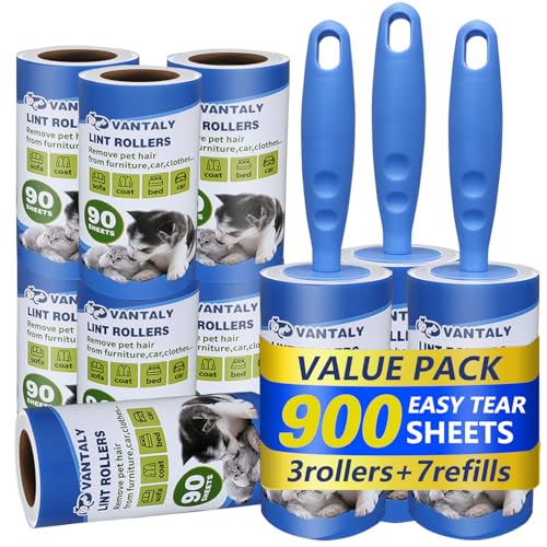 Extra Sticky Lint Roller Mega Value Set 900 Sheets for Pet Hair Removal and Clothes, Dog and Cat Lint Remover, 10 Pack - size: 10pack(900sheets)
