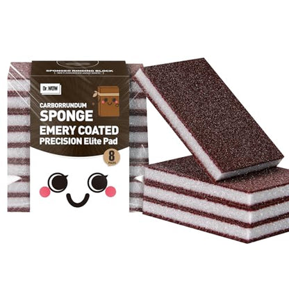 Carborundum Heavy Duty Scouring Sponges - Fiberglass-Free Nano Rust Eraser for Pots, Pans, Grill, Oven Racks & Sink Stains (0.4" 8ct(Pack of 1)) - size: 0.4" 8Ct(Pack of 1)