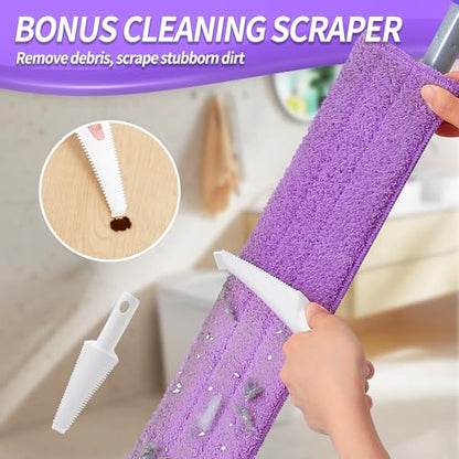 IVYROLL 24" Microfiber Mop for Floor Cleaning, Dry and Wet Floor Mop for Hardwood, Laminate, Tile, Vinyl, with 4 Washable Reusable Microfiber Pads