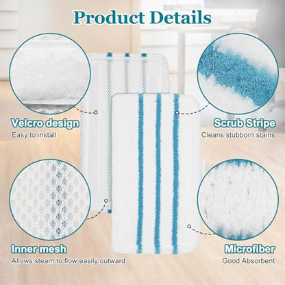 4Pack Steam Mop Pads Replacement for Black+Decker Steam Mop SM1600, SM1610, SM1620, HSM13E1, HSMC1300FX, HSMC1321, HSMC1361SG Cleaner Black and Decker Steam Mop Replacement Pads - color: Steam Mop Pads- 4Pack