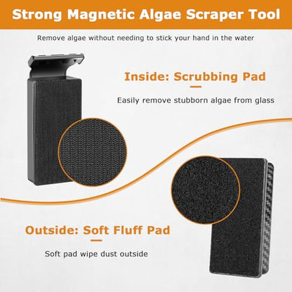 hygger Magnetic Fish Tank Cleaner, Aquarium Glass Cleaner with 2 Detachable Algae Scraper Blade, Floating Scrubber Brush for 1/5"-1/2" Glass/Acrylic Thick Tank, Strong Magnet Algae Remove Tool, M - size: M (1/5"-1/2")