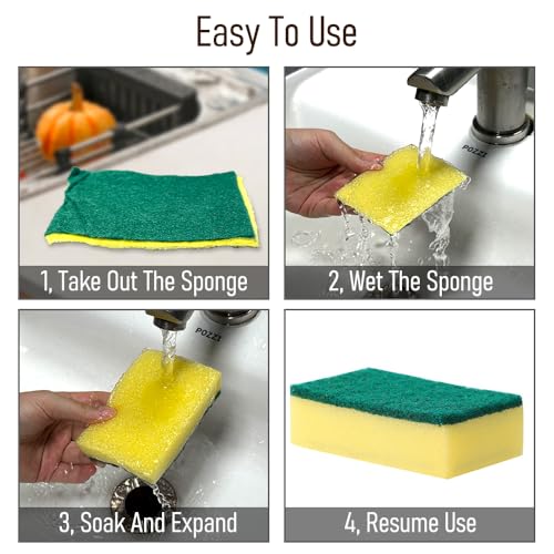 15 Pack Kitchen Cleaning Sponges, Dual Side Cleaning Dish Sponges Cleaning Supplies for Home and Kitchen, Anti-Scratch Scrubbing Sponges