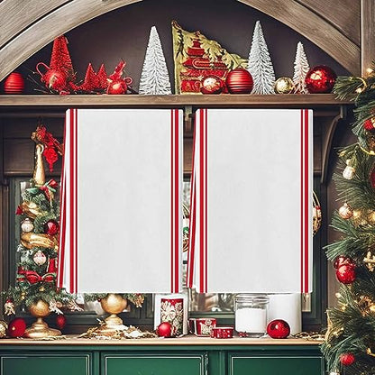 Chic D Red White Stripe Kitchen Towel Set of 3, Absorbent Microfiber Hand Towels for Kitchen Bathroom Bar Decorative Simple Stripes Ultra Soft Resuable Cleaning Cloths Washable Fast Drying - size: 3PCS-18" x 28"