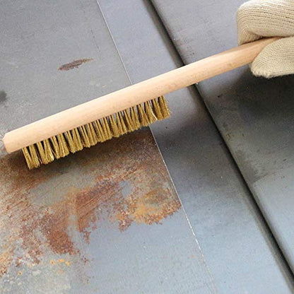 MAXMAN Brass Brush 3Pcs, Soft Brass Bristle Wire Brush for Cleaning Metal Rust, Welds, Home and Kitchen, Wire Scratch Brushes with 10" Beechwood Handle - style: 5 rows 20 bristles 3PCS