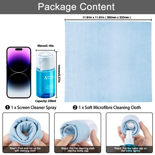 Car Screen Cleaner Spray, walrfid TV Computer Laptop Touchscreen Mist Cleaning Kit Wipe for CD Disc DVD VCD, Electronic Cell Phone iPad iPhone MacBook Pro Tablet Monitor LCD LED Flat Screens - color: 1 Pack, Blue