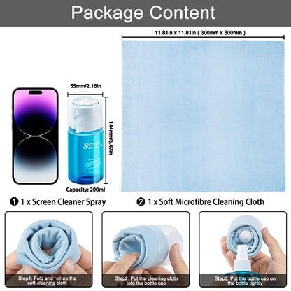 Car Screen Cleaner Spray, walrfid TV Computer Laptop Touchscreen Mist Cleaning Kit Wipe for CD Disc DVD VCD, Electronic Cell Phone iPad iPhone MacBook Pro Tablet Monitor LCD LED Flat Screens - color: 1 Pack, Blue