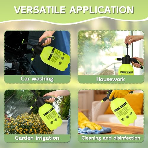 2 Pcs 1/2 Gallon Plastic Handheld Pump Sprayer – Garden Pressure Sprayer Bottle with Adjustable Nozzle for Plants, Cleaning, Household Tasks – Yellow - color: Yellow, size: 1/2 Gallon