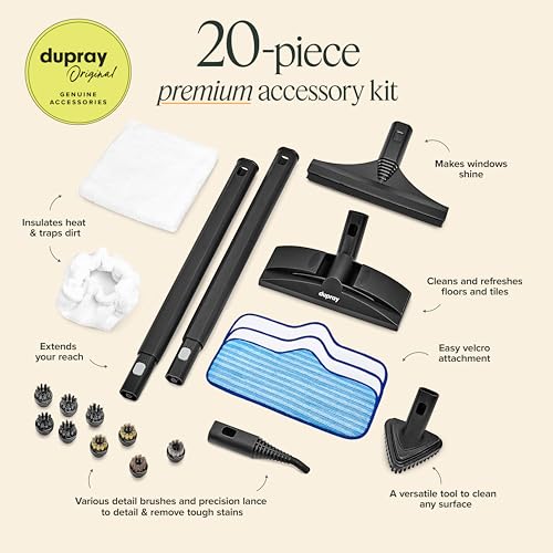 Dupray Neat Steam Cleaner, Multipurpose Steamer for Floors, Grout & Upholstery, Chemical-Free Cleaning, Large Tank, 20-Piece Accessory Kit *Kills 99.9% of Bacteria & Viruses - size: 20-piece (Neat Steam Cleaner)
