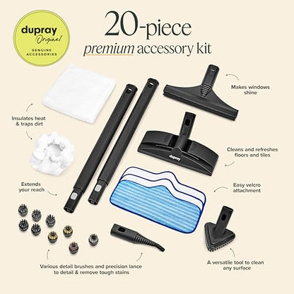 Dupray Neat Steam Cleaner, Multipurpose Steamer for Floors, Grout & Upholstery, Chemical-Free Cleaning, Large Tank, 20-Piece Accessory Kit *Kills 99.9% of Bacteria & Viruses - size: 20-piece (Neat Steam Cleaner)