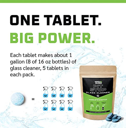 WASH&WHIPS Glass Cleaner Tablets (Makes 5 Gal/20L/40 Bottles) - Streak-Free, Cleans Glasses, Windows, Windshields - Car, Office, Home & Kitchen (5 count, Pink Tablets) - color: Pink