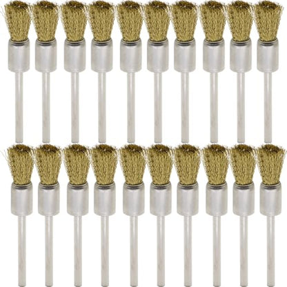 20PCS Brass Wire Brushes - Metal Rust Removal, Cleaning, and Polishing - 8mm Diameter, 1/8″ (3mm) Shaft - Removes Burrs, Dust, and Oxide Layer - Handles Rough Surfaces - Rotary Tool Accessories - style: Brass Wire Brush 3*8mm 20PCS