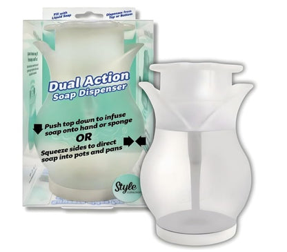 Dish Soap Dispenser, Soap Daddy, Dual Action Pump & Squeeze, Clear BPA-Free Plastic, 13.25 fl oz 1 Count (Pack of 1), White