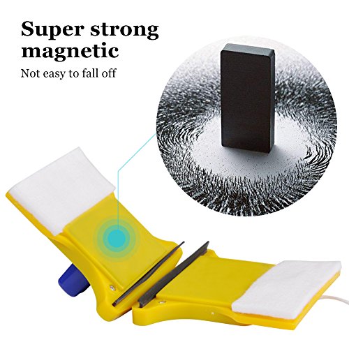 Double Side Magnetic Window Cleaner, Magnet Window Cleaner Tool with 2 Cleaning Cotton for High Rise and Car Glazed Windows