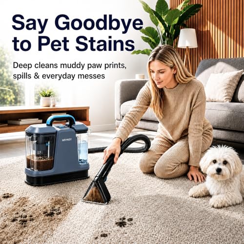 Upholstery Cleaner Machine & Carpet Cleaner | Portable Spot Cleaner with Strong Suction and Scrubbing Brush for Pet Stains, Spills on Couches, Rugs, Mattresses, Car Interiors (Gray) - color: Gray