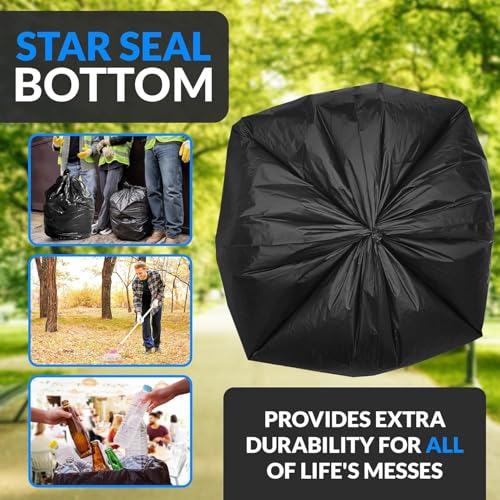 (100 Pack) Plexon 55-60 Gallon Clear Trash Bags - 32-55 gal, 38" x 58", 3 Mil Heavy Duty - Contractor Garbage Bags Rollout Round Square Trash Cans