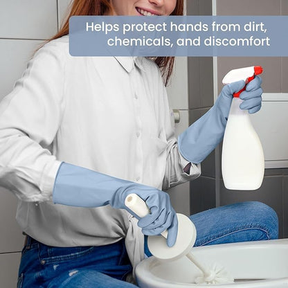 Durable Tendon Skin-Friendly Cleaning Cloths - Reusable Waterproof,Non-Slip Household Dishwashing Rubber Gloves - color: Blue, size: Large