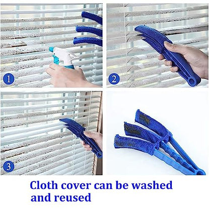 Blind Cleaner Duster Tool, 7 Finger & 3 Finger Window Venetian Blind Brushes, Washable Mini Cleaner Brush, Venetian Blinds Duster Brush for Window & Air Conditioner Fan, 2 Pack, Blue, PP+Microfiber - color: Blue