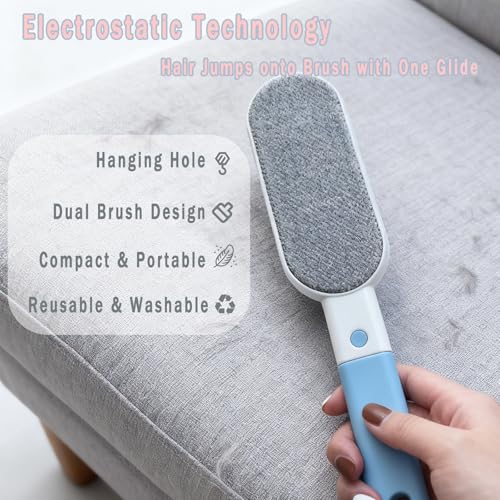 VrythosNex 4-in-1 Pet Hair Remover for Couch, Car, Furniture, Carpet - Portable Dog Cat Fur Hair Removal Tool with Detachable Brush, Lint Brush, Fabric Shaver, Crevice Tool (Pink) - color: Pink