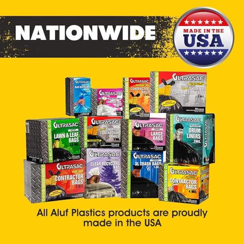Aluf Plastics 65 Gallon Clear Trash Bags - (Huge 50 Pack) - 50" x 58" - 1.5 MIL - Heavy Duty Industrial Liners Clear Garbage Bags for Recycling, Contractors, Storage, Outdoor - style: 65 Gal, 1.5 Mil, 50 Count