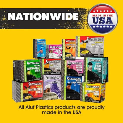 Aluf Plastics 65 Gallon Clear Trash Bags - (Huge 50 Pack) - 50" x 58" - 1.5 MIL - Heavy Duty Industrial Liners Clear Garbage Bags for Recycling, Contractors, Storage, Outdoor - style: 65 Gal, 1.5 Mil, 50 Count