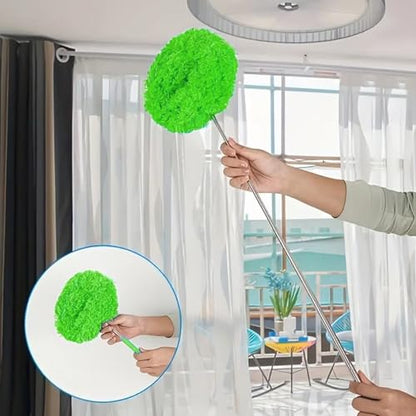 Duster Mop with Extension,Dust Mop Reusable Fan Cleaning Tool for Home, Car, Office, Blades, Windows, Glass Furniture,Green - color: Green