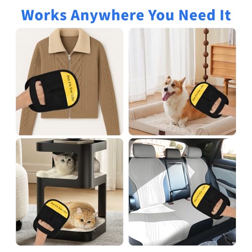 Pet Fit For Life Reusable Pet Hair Removal Glove – Dog & Cat Fur Remover Mitt for Furniture – Cleaning Grooming Tool for Sofa, Couch, Carpet, Car Interior & Clothing, Shedding & Deshedding – 2 Pack