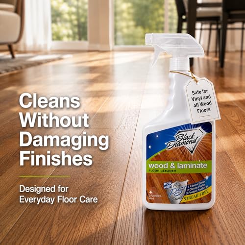 Black Diamond Stoneworks Wood & Laminate Floor Cleaner – No-Rinse Streak-Free Cleaner for Hardwood, Laminate, Engineered Wood & Luxury Vinyl Plank Floors (4 Gallons) - size: 128 Fl Oz (Pack of 4), style: Floor Cleaner