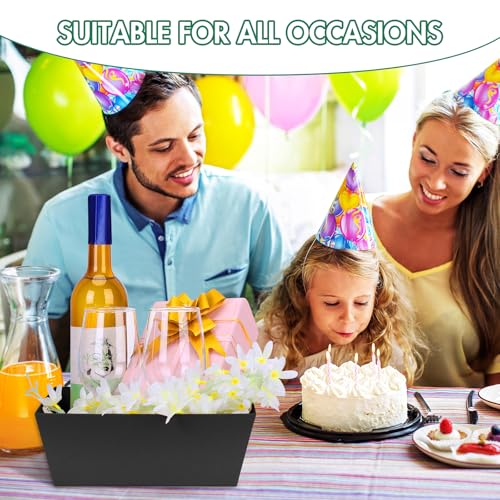 AFOROEOA 6PACK Black Baskets For Gifts Empty, 10x12”Thick Black Gift Basket with 6 Bows 6 Bags Empty Gift Baskets for Christmas Thanksgiving Wedding Birthday Party Wrapping Gift - color: 6PACK Black