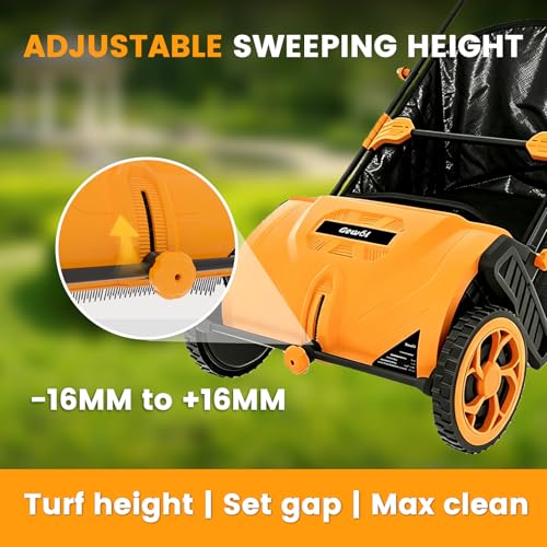 21-Inch Walk-Behind Lawn Sweeper, Push Leaf Sweeper with 3.5 Bushel Collection Bag, Manual Leaf Collector, Leaf Sweeper for Lawn, Yard, Garden,Grass Clippings, Debris