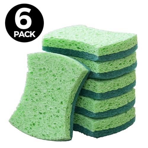 6-Pack Non-Scratch Kitchen Sponges – Durable Dish Sponges for Dishes, Pots, and Pans, Perfect for Cleaning Stainless Steel, Dishwashing, and More, Green - color: Green