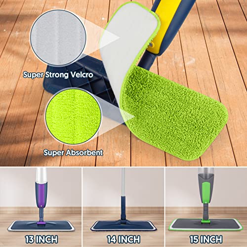 7 Count Reusable Microfiber Mop Pads for Swiffer PowerMop- MEXERRIS PowerMop Refills Hard Wood Floor Mop Pads Machine Washable, Wet Dry Dust Mop Pads Replacement for 13''-15'' Spray Wet Mops - color: Green