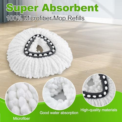 Mop Heads Replacements for O Cedar,Mop Replace Head for Ocedar Easywring 1 Tank,Include 3 Spin Mop Replacement Head 1 Scrub Brush and 1 Mop Base Deep Cleaning & Machine Washable - color: White