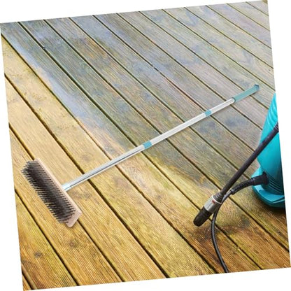 Zerodeko Hard Scrub Brush with Stainless Steel Handle Heavy Duty Patio and Concrete Cleaning Tool Stiff Bristles for Efficient Grime Removal