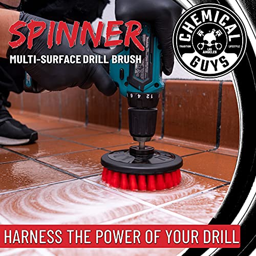 Chemical Guys ACC508 Heavy Duty Spinner Multi-Surface Drill Brush Attachment (Fits Any Standard Drill - Power Scrubber Removes Heavy Stains, Dirt & Grime from Grout, Tubs & Showers), Red - style: Heavy Duty