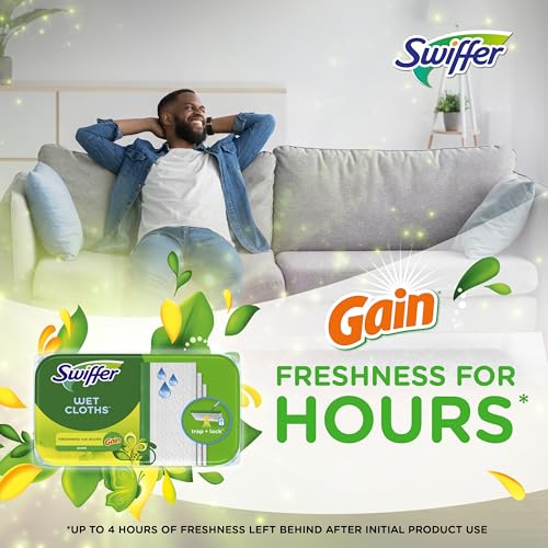 Swiffer Sweeper Wet Mopping Cloths, Multi-Surface Floor Cleaner with Gain Original Scent, 24 Count (Pack of 3) - size: 24 Count (Pack of 3)