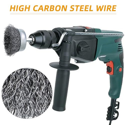 10PCS Wire Cup Brush for Drill, High Carbon Steel Wire Drill Brush with 1/4" Hex Shank, Skilled in Handling Metal and Non-Metal Surfaces - style: cup brush