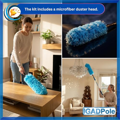 IGADPole 24 FT Washing Kit: Water-fed Brush with Soap Dispenser, Cobweb Dusters, with 6-Stage Telescoping Pole 5-24ft Pole/Window and Dusting Cleaning Kit