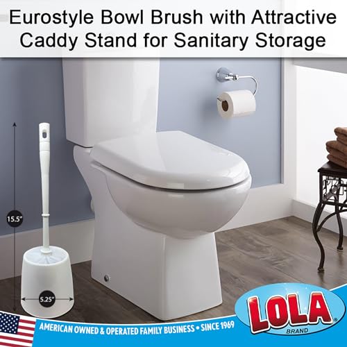 Toilet Brush and Holder Set, By LOLA, 6 Pack, Classic Version, Durable Bristles for Deep Cleaning, w/Compact Space Saving Storage Holder - size: 6 Pack, style: Classic Toilet Brush & Holder